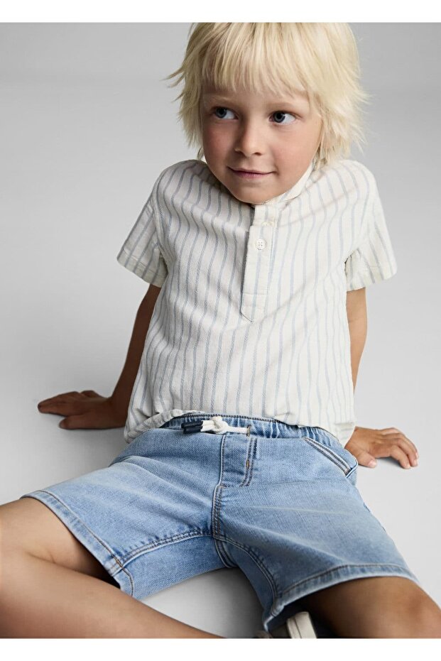 İp Detaylı Denim Bermuda Şort - 6