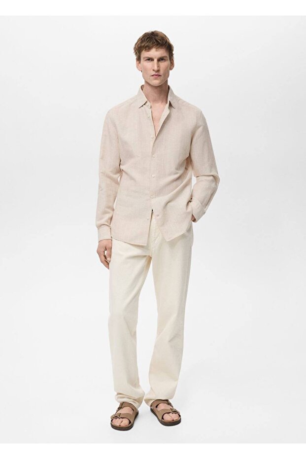 Çizgili keten gömlek - 2