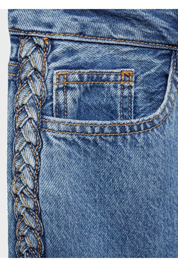 Side Knitted Patterned Jeans - 8