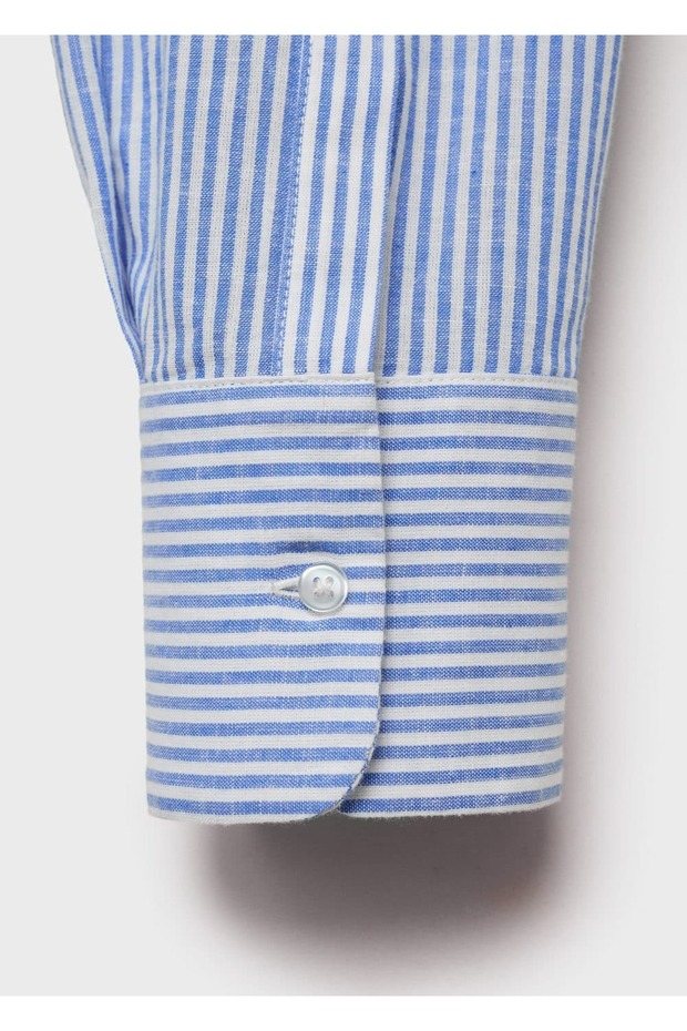 Cepli çizgili crop gömlek - 8