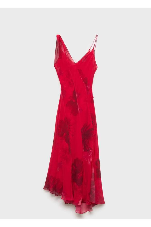 Çiçekli asimetrik elbise - 3