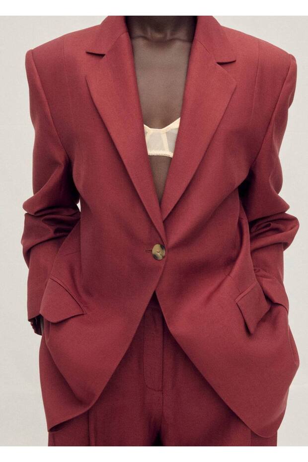 Keten Karışımlı Blazer Ceket - 1