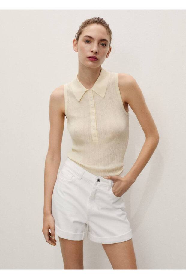 Yüksek Bel Mom-fit Denim Şort - 1