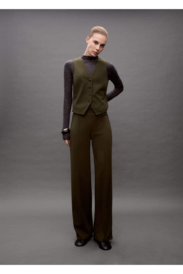 Düz kesim triko pantolon - 8