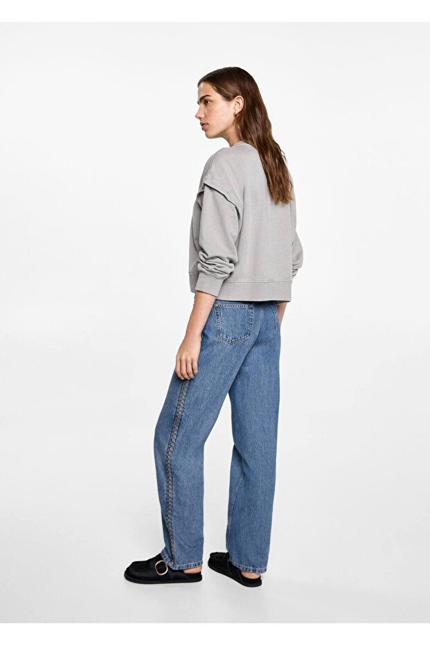 Side Knitted Patterned Jeans - 4