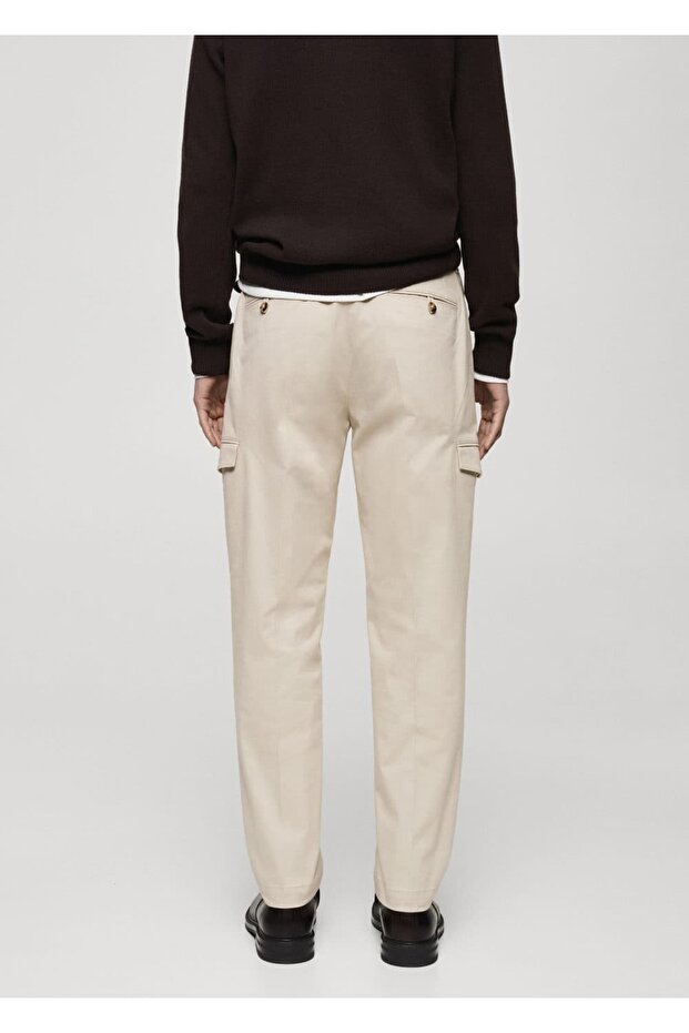 Regular kesim pamuklu kargo pantolon - 4