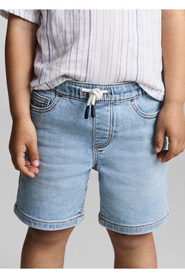 İp Detaylı Denim Bermuda Şort - 1