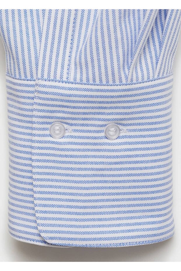 Çizgili pamuklu gömlek - 8