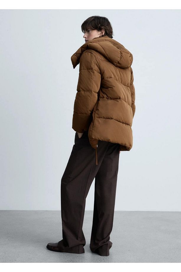 Kapüşonlu Kapitone Midi Anorak - 4