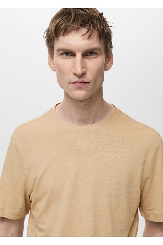 Slim fit keten tişört - 6