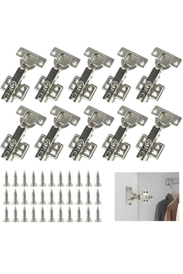 10pcs 10/20Pcs Stainless Steel Cabinet Door HingesDamper Buffer Soft Quiet Wardrobe Door Concealed H