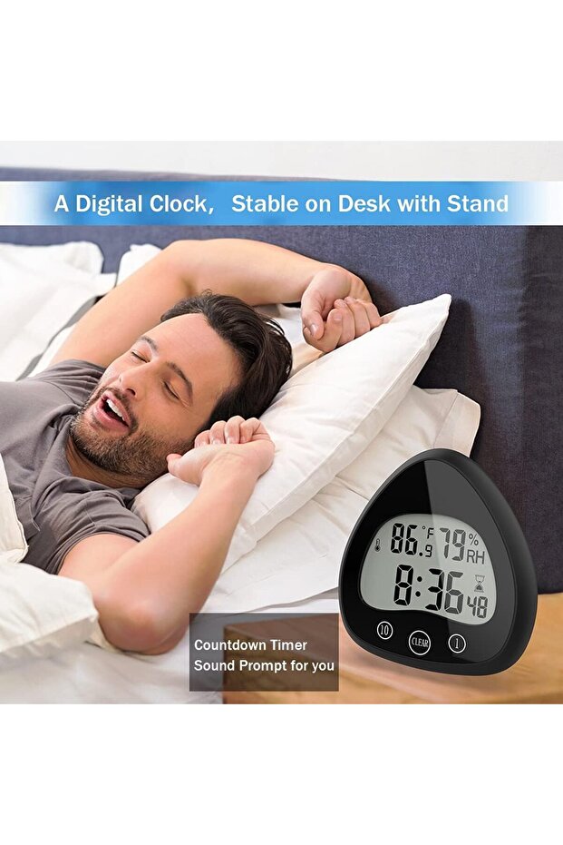 Clock Timer, Waterproof, with Visual Countdown, Temperature Humidity Sensing,for Shower Kitchen - 6