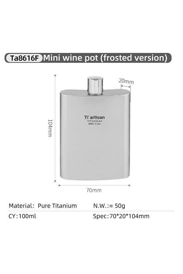 Frosted Tiartsian Outdoor Pure Titanium 100ml Mini Wine Bottle Whisky Wine Pot With Funnel Camping H