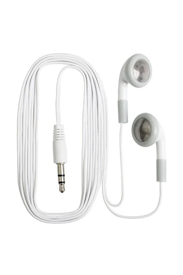 WHITE 100pcs White 3.5MM in Ear Stereo Earphones Disposable Wired Earbuds Sports Headset for School