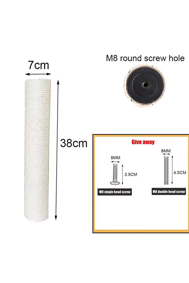 قطعة واحدة من عمود خدش القطط الأليفة مقاس 38 × 7 سم لشجرة القطط، إطار تسلق القطط DIY، عمود بديل للقطط الصغيرة T
