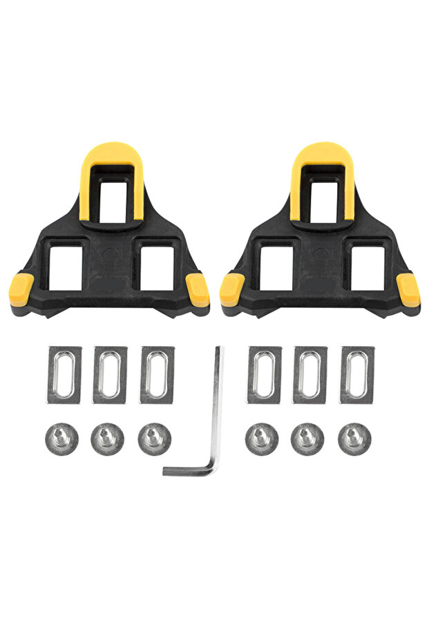 Yellow Bike Cleats Self-locking Cycling Pedals Cleat Set Lightweight Platform Pedals 3 Bearings Peda