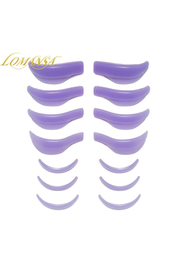 Purple Lomansa 7 Pairs L Curl Silicone Eyelash Perm Pads Sticky Lashes Rod Shield Lifting 3D Eyelash