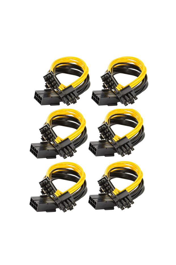 20cm 6PCS GPU VGA PCIe 8 Pin Female To Dual 2X 8 Pin (6+2) Male PCI Express Power Adapter Y-Splitter