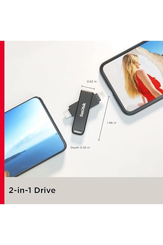 SanDisk Ixpand Flash Drive Luxe 128GB 2-In-1 Lightning & USB Type-C Connectors - 3