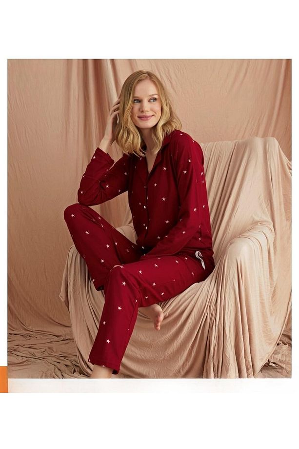 Kadın Süet Önden Düğmeli Pijama Takımı 56608 - 1 Adet - 2