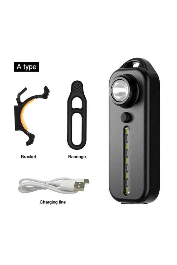 type A Mini LED Flashlight USB Rechargeable Bike Light Portable Pocket Flashlight Keychain Lamp Bicy