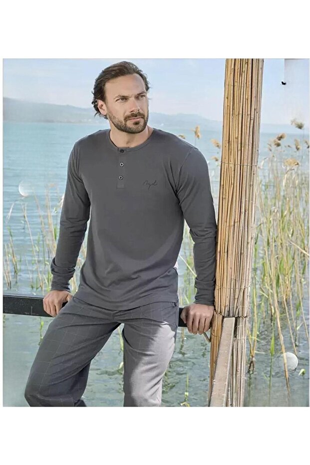 Erkek Modal Uzun Kollu Pijama Takımı 3428 - 1 Adet - 2