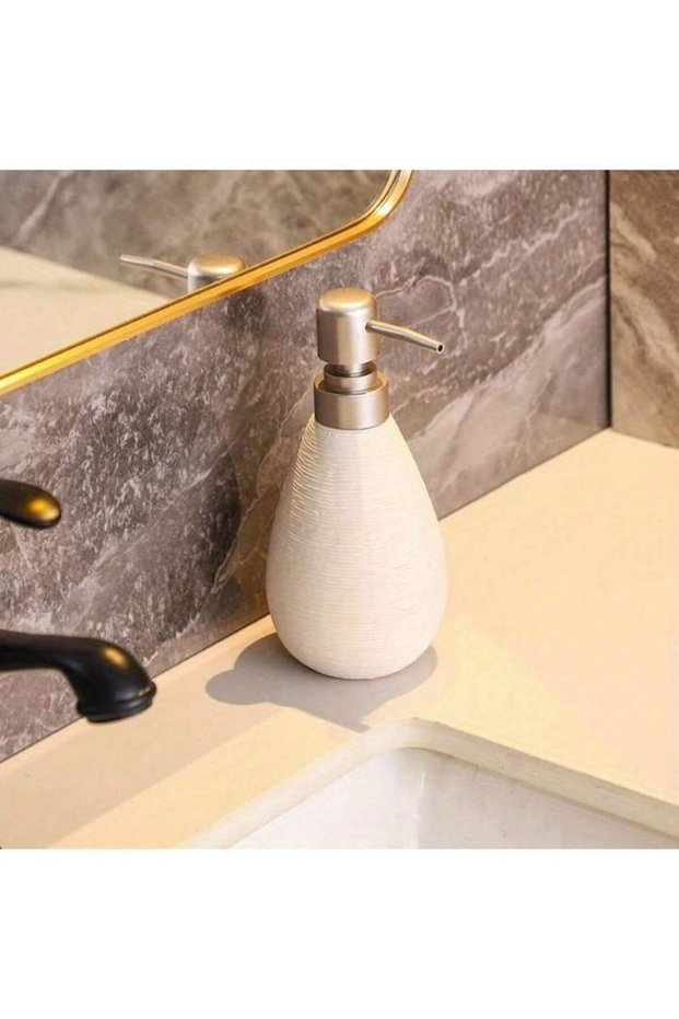 short style white Creative Retro Style Ceramic Push-Type Soap Dispenser With Pump, Hand Soap Bottle