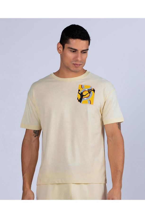 Authentic Graphik Varis Erkek Bej Regular Fit Tişört - 1
