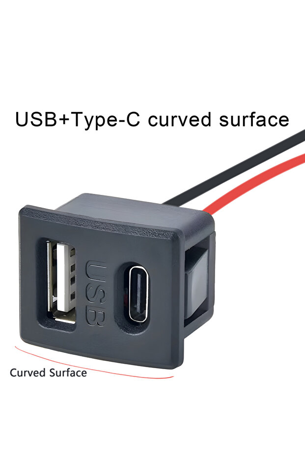 مقبس USB مزدوج الطبقة من النوع 5 بقاعدة أنثى من النوع C ومقبس شحن مصباح USB أنثى ومقبس طاقة W