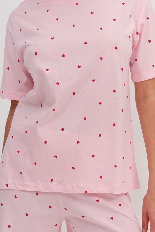 Kalp Desenli Şortlu Pijama Takımı Ş119 - 2
