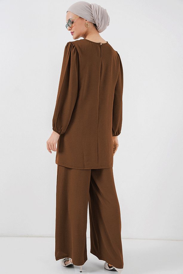 Ayrobin Tunik Pantolon Alt Üst Takım 6712 - Kahverengi - 4