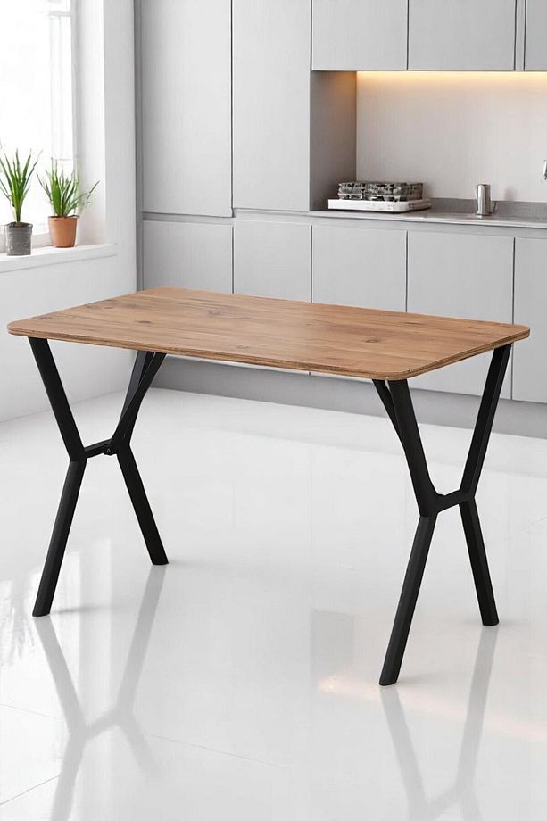 Elma Masa Sandalye Takımı – 4 Kişilik, Sabit Masa, Modern Çam Desen - 5