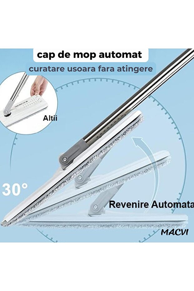 Macvi® professional mop set with bucket and self-squeezing function made of plastic and metal for floors - 3