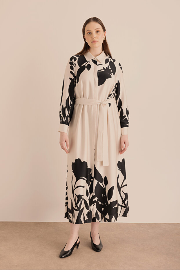 Desenli Gömlek Elbise - 6