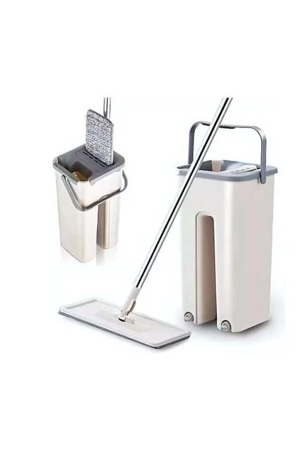 Macvi® professional mop set with bucket and self-squeezing function made of plastic and metal for floors - 1