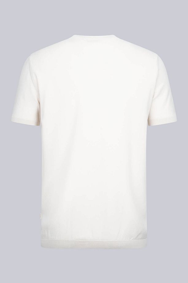 Ekru Regular Fit Bisiklet Yaka Rayon Tişört - 2