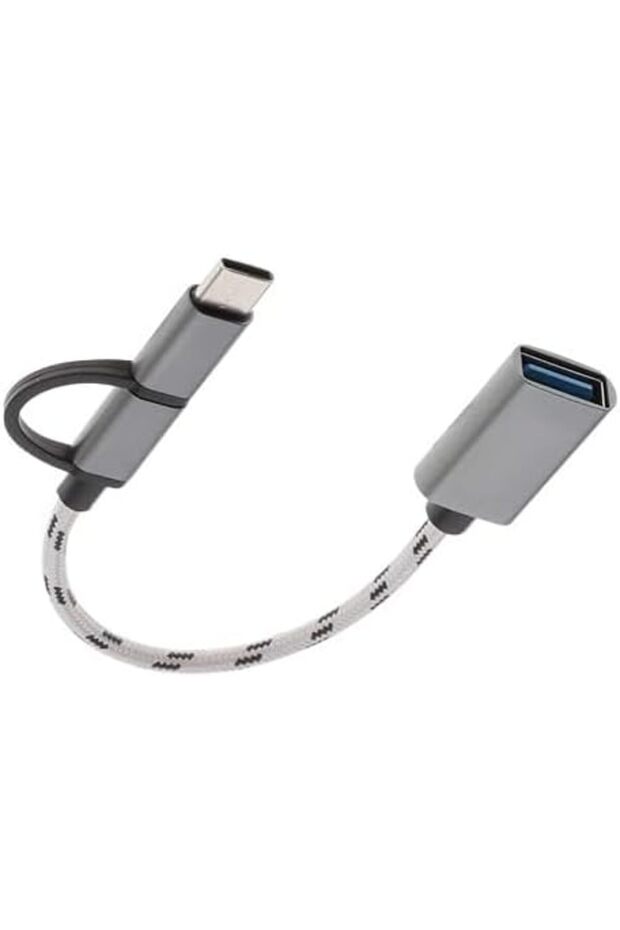 محول كابل بيانات ميكرو USB Type-C 2 في 1 - فضي - 6