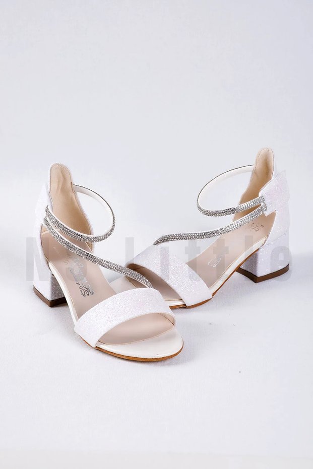 Girl's Stone Ankle Velcro Evening Dress Shoes, Girl's Heeled Shoes