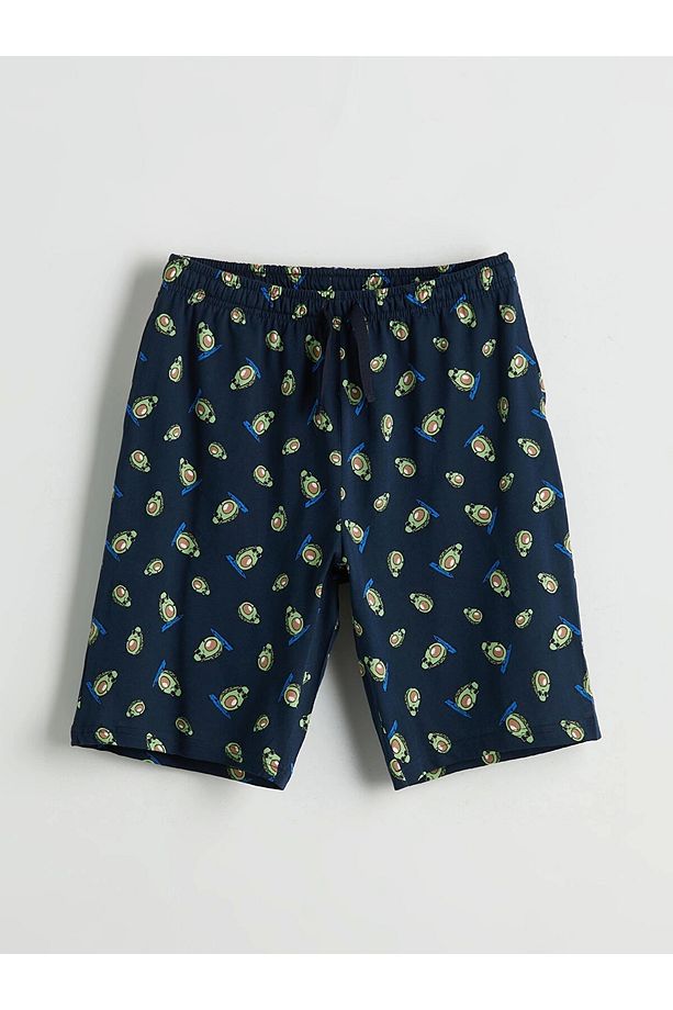 Mavi Standart Kalıp Erkek Şortlu Pijama Takımı - 4