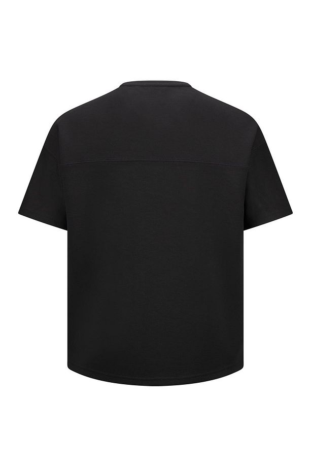 Siyah Regular Fit Bisiklet Yaka Oversize Tişört - 2