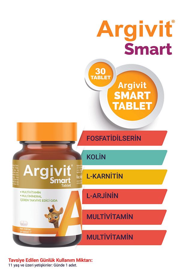 Smart Tablet 30 Tablet - Fosfatidilserin, Kolin, L-arginin, Multivitamin Ve Multimineral - 1