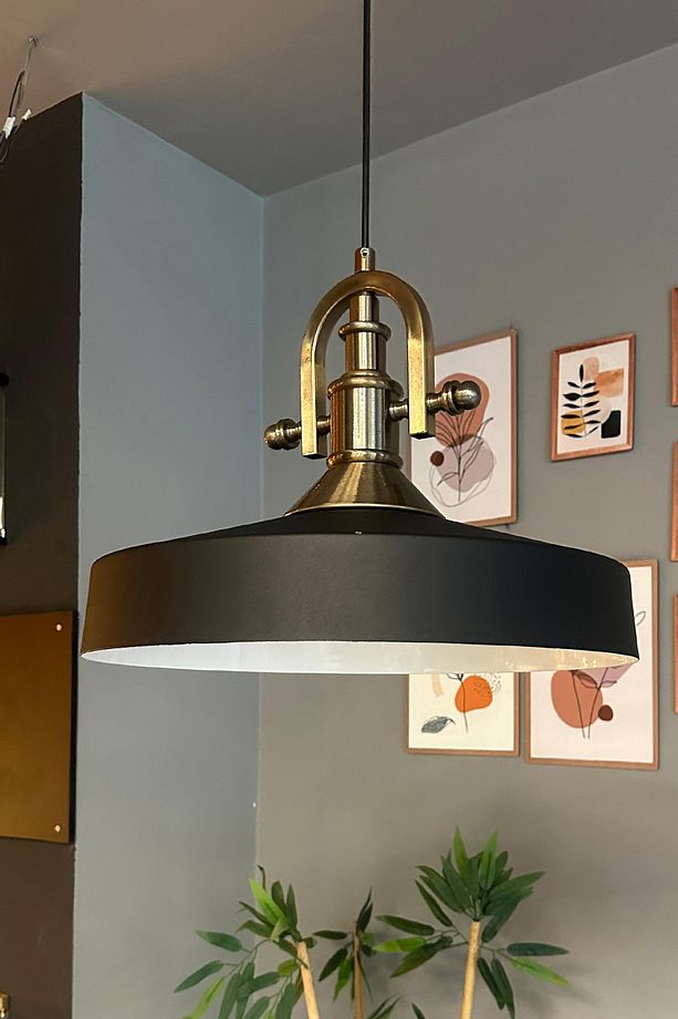 Açe Siyah Tekli Gemici Eskitme Başlık Avize Retro Sarkıt Ofis Showroom Salon Mutfak Avizeleri - 1