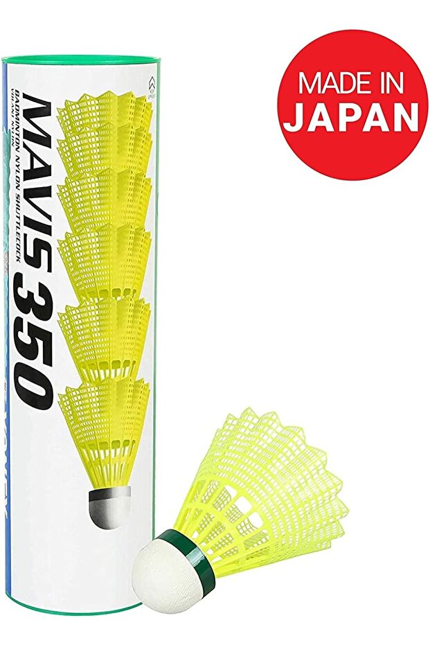Mavis 350 Shuttlecocks (Pack of 6) – Yellow, Slow Speed, Durable & Accurate Flight