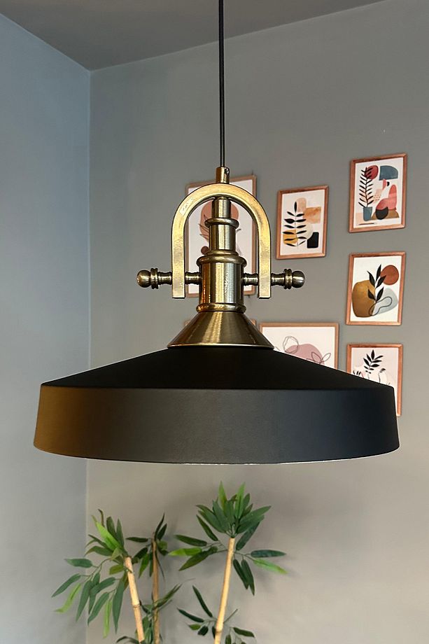 Açe Siyah Tekli Gemici Eskitme Başlık Avize Retro Sarkıt Ofis Showroom Salon Mutfak Avizeleri - 2