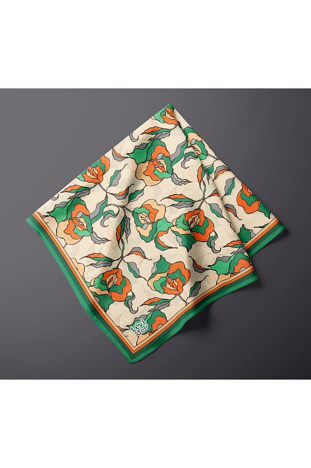 Yaprak Çiçekli Desen Hafif Cotton Pamuk Eşarp - 3