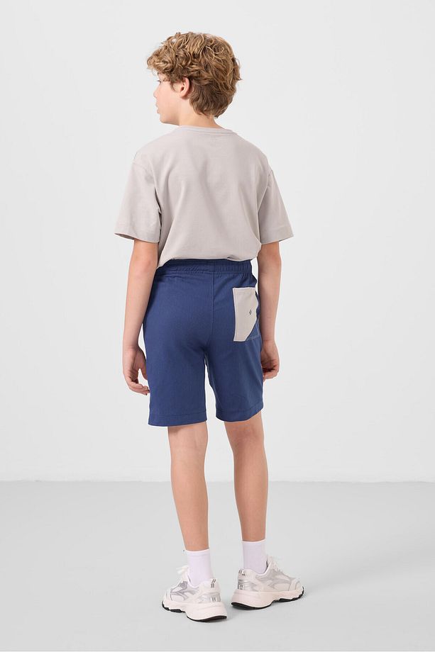 Taş-Parlament Pamuklu Oversize Fit Dokuma Hafif Esnek Chino Erkek Çocuk Şort Takım - 11278 - 8