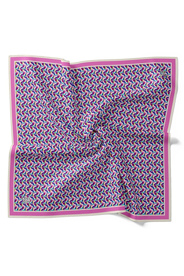 Eșarfă din bumbac ușor cu model geometric - 1