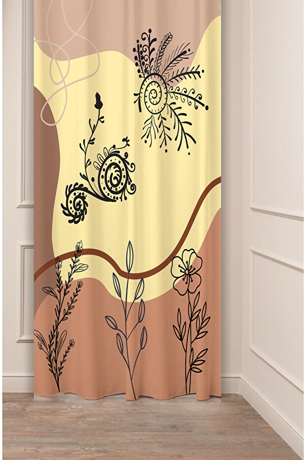Authentic, Anatolian, Ethnic, Bohemian Patterned Special Design Digital Printed (Single Wing) Modern Stylish Background Curtain