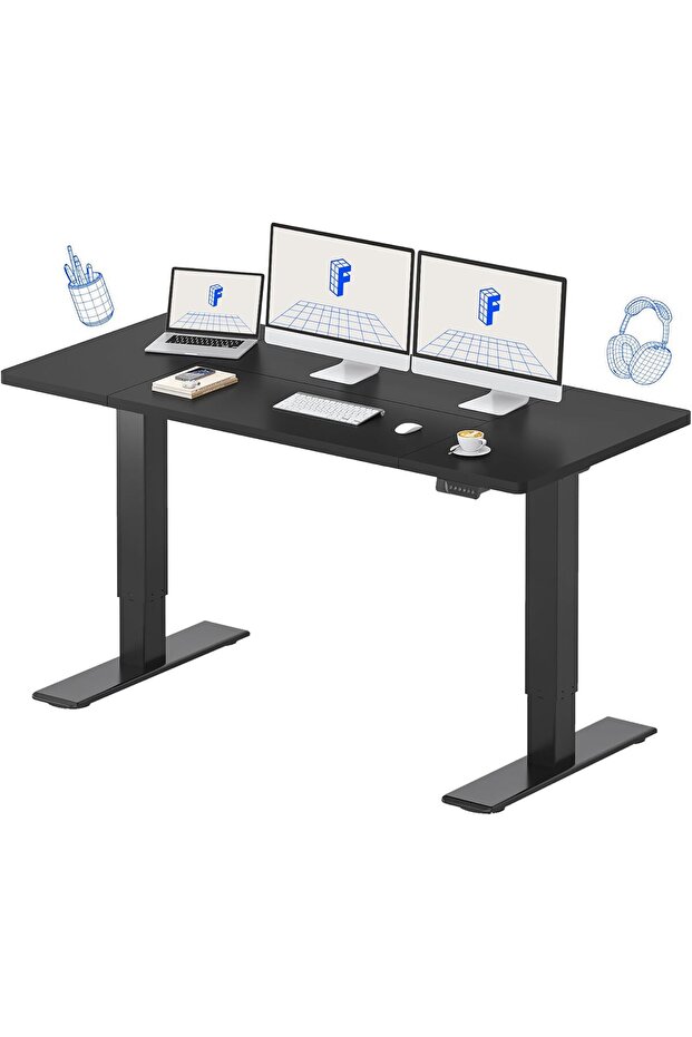FlexiSpot Modern Standing Desk with Height Adjustable 161x70 - Charcoal Black
