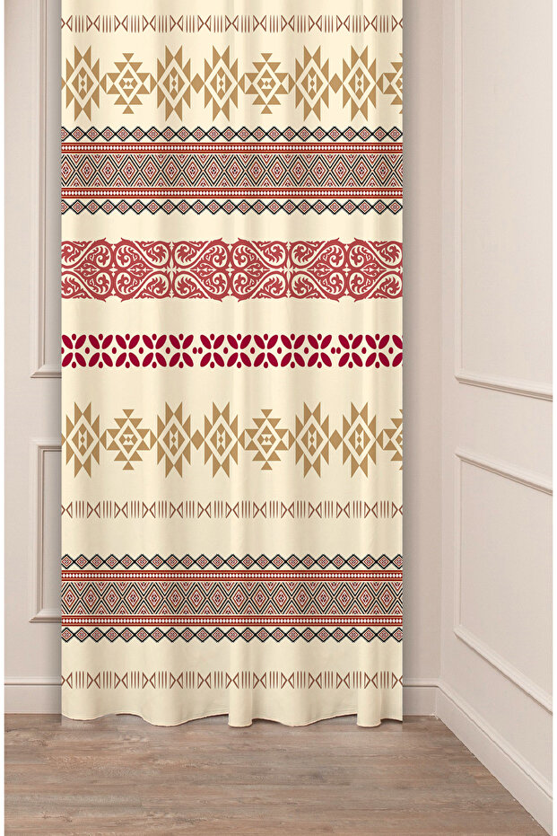 Authentic, Anatolian, Ethnic, Bohemian Patterned Special Design Digital Printed (Single Wing) Modern Stylish Background Curtain